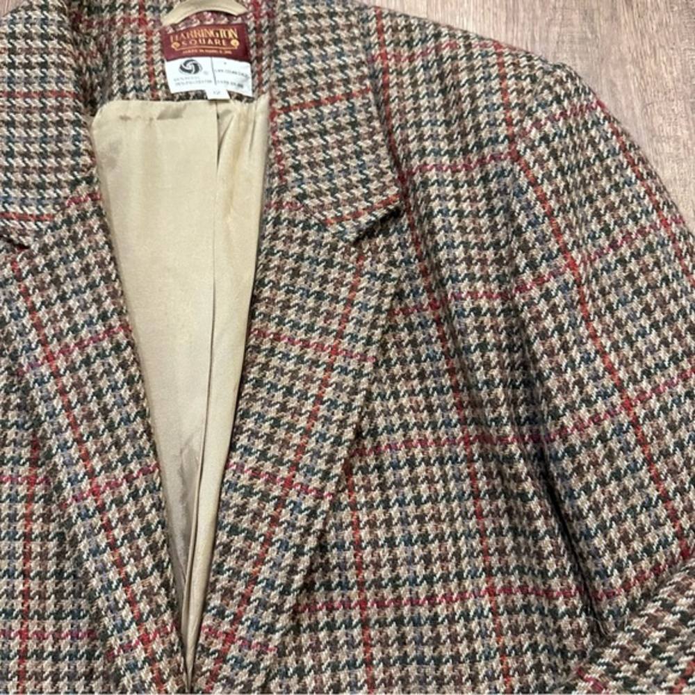 Vtg Harrington Tweed Wool Blazer Skirt Suit Pockets Jacket Size 12 Plaid 70s - Picture 3 of 16